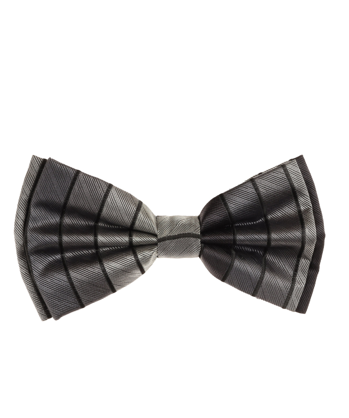 Diagonal Grey Pre-Tied Silk Bow Tie with Matching Pocket Square – Tie ...
