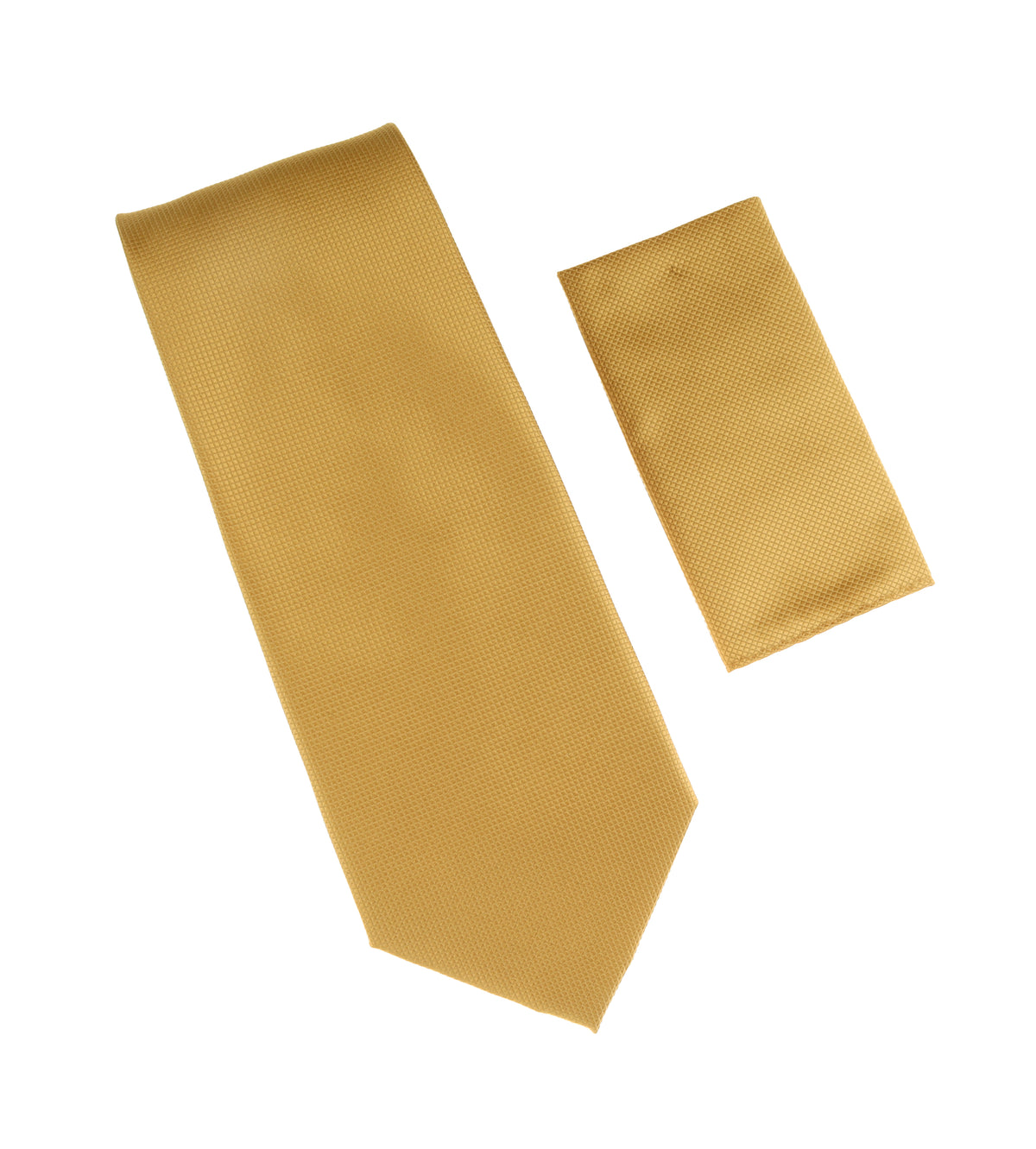Gold Silk Wide Necktie with Matching Pocket Square SWTHPDW-6