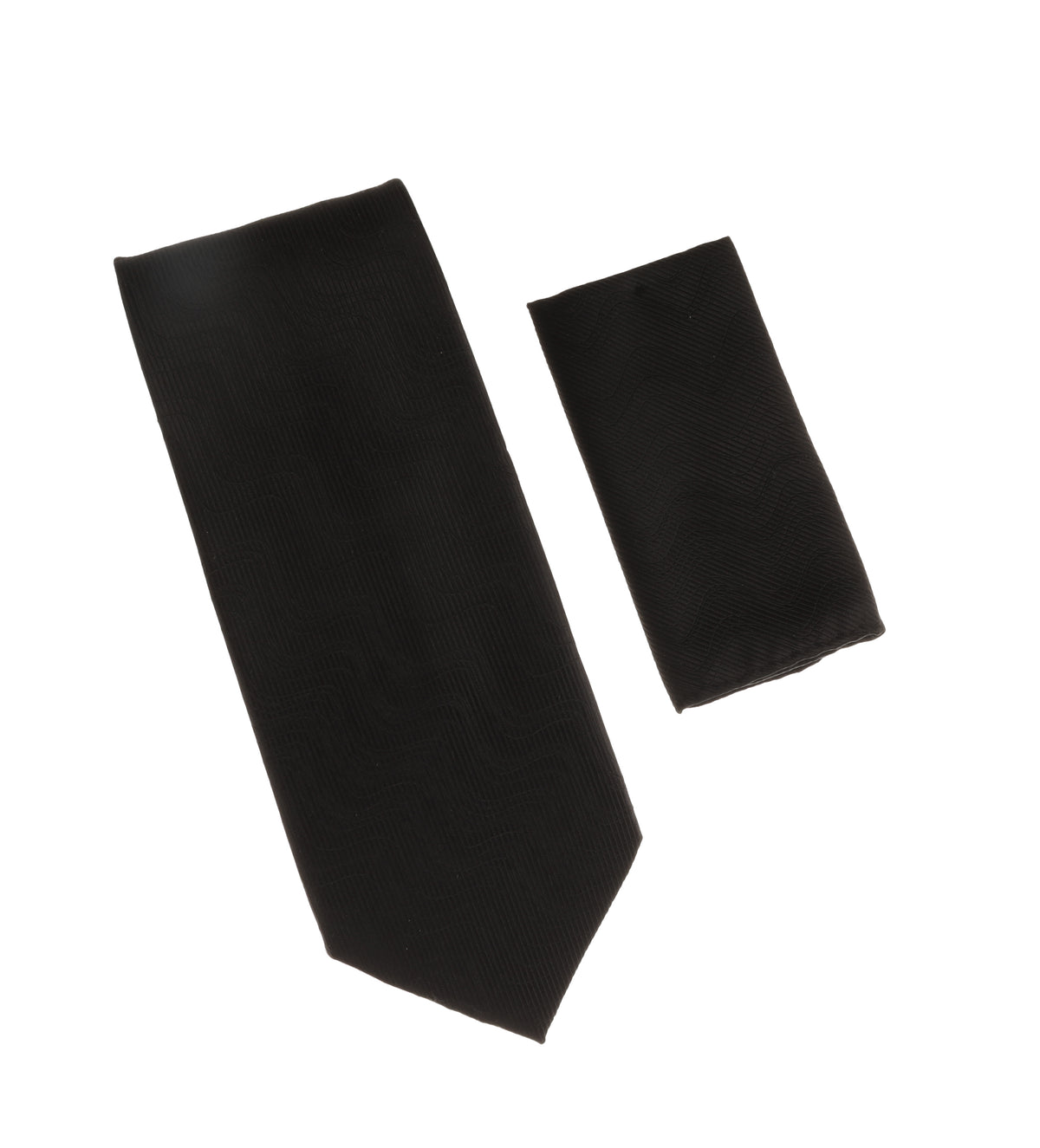 Black (Wide) Silk Necktie with Matching Pocket Square LTDW05W Tie