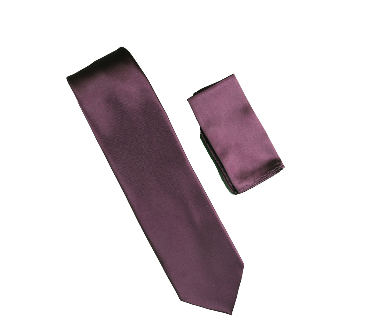 Sangria Satin Finish Silk Necktie with Matching Pocket Square SWTH-249 ...