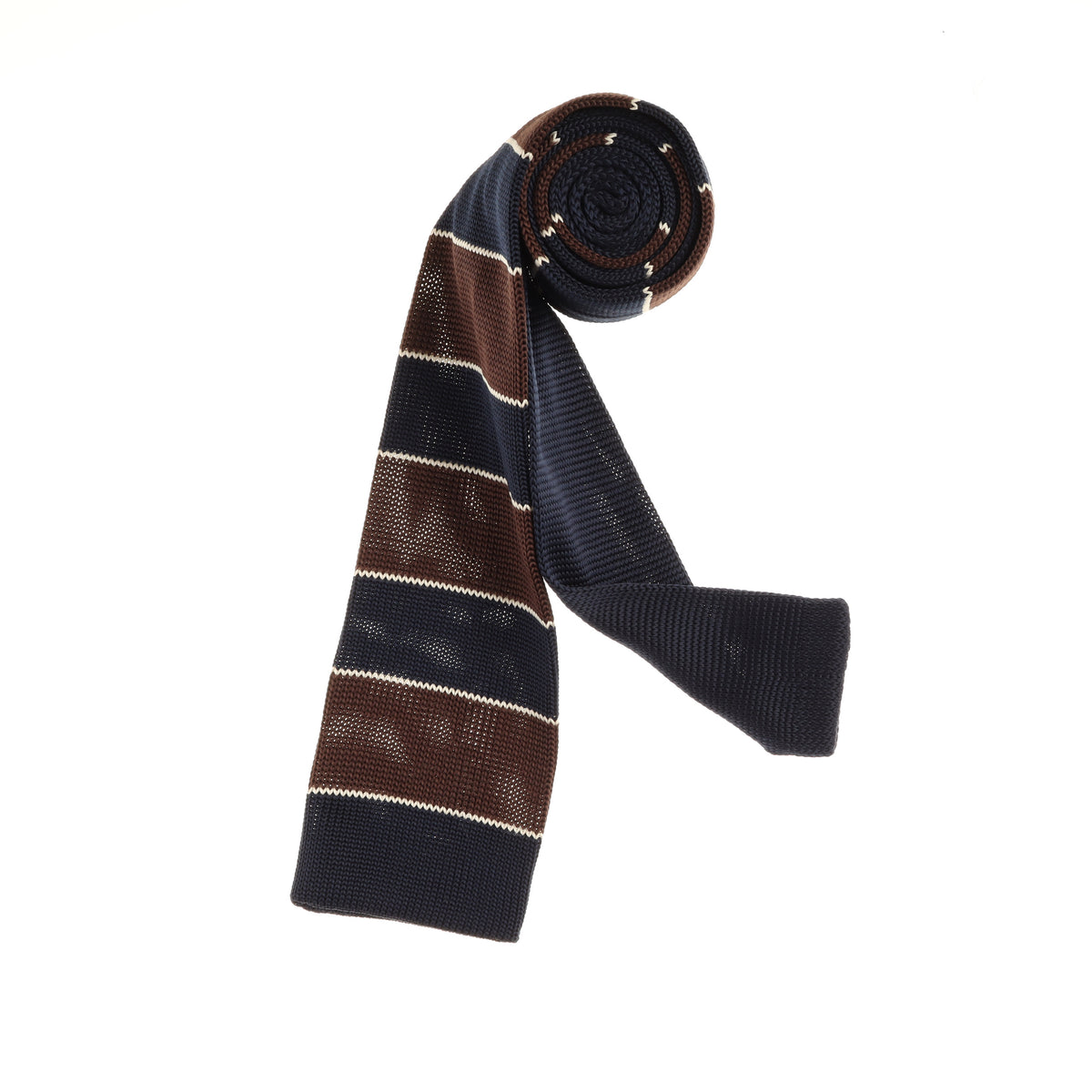Navy, Brown & White Horizontal Knit Tie â Tie Factory