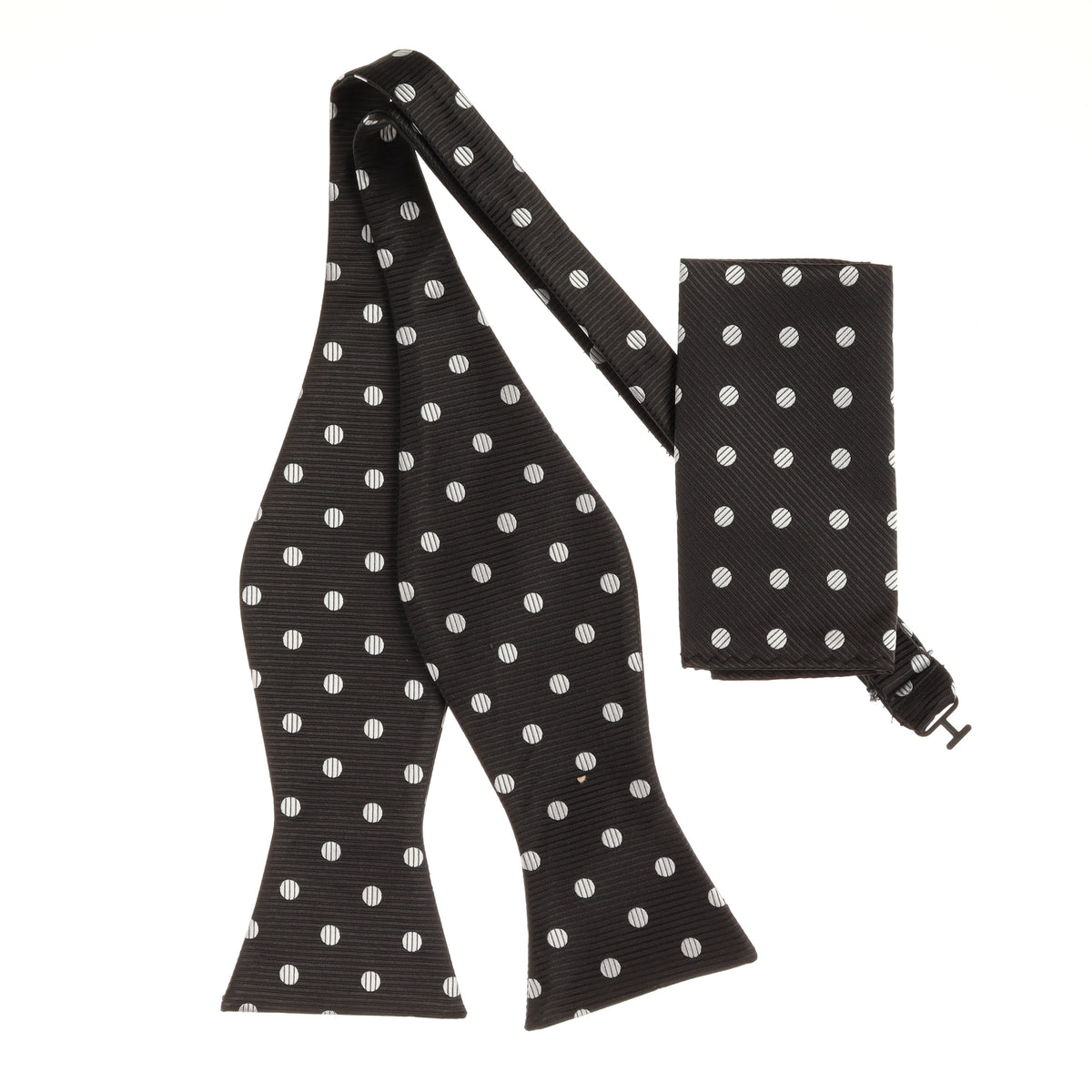 black-with-grey-polka-dot-designed-self-tie-bow-tie-with-matching
