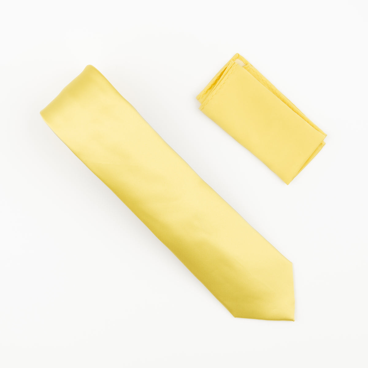 Yellow Satin Finish Silk Necktie with Matching Pocket Square – Tie Factory