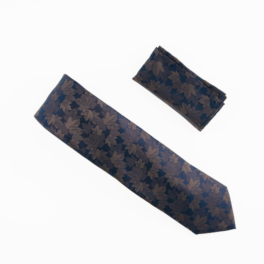 Navy, Champagne Toast & Tan Leaf Designed Extra Long Necktie Tie with – Tie  Factory